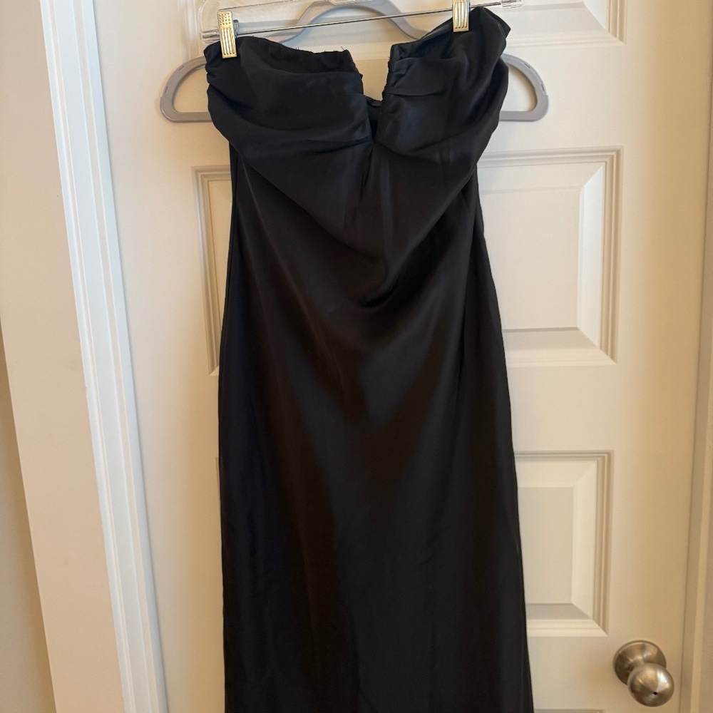 LuLus Women’s Black Silk Bow Dress, Strapless